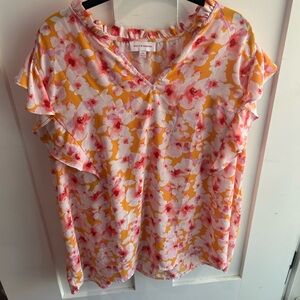 Orange/Pink Floral Tank Blouse